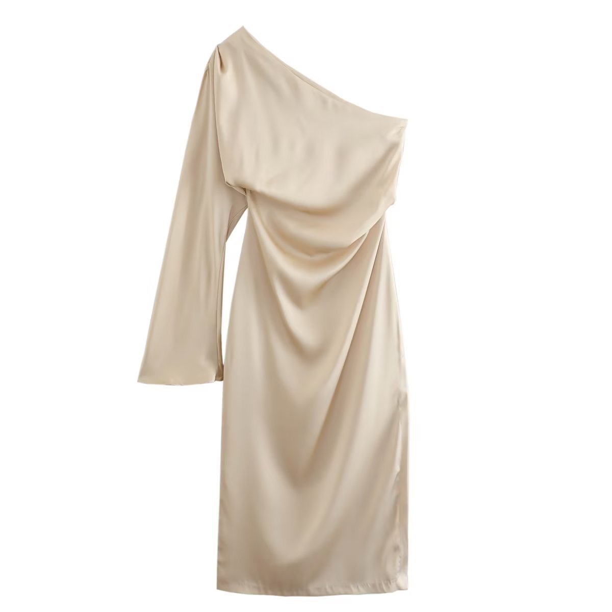 Robe de soirée satinée asymétrique