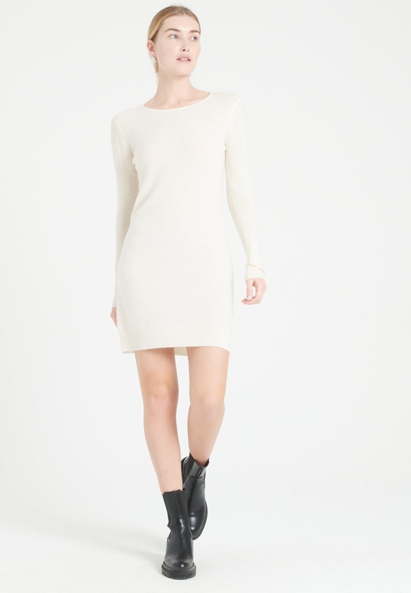 Robe col rond cachemire écru femme - LILLY 12-1