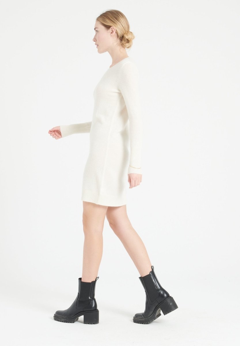 Robe col rond cachemire écru femme - LILLY 12-2
