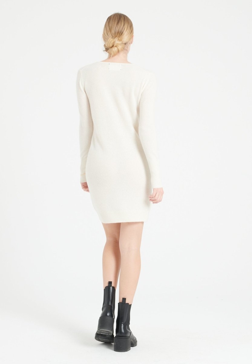 Robe col rond cachemire écru femme - LILLY 12-4