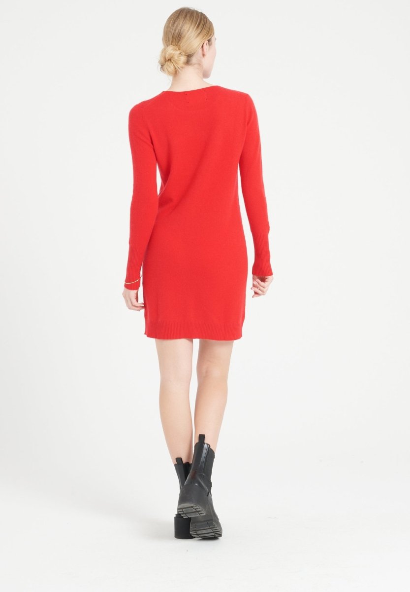 Robe col rond cachemire rouge femme - LILLY 12-3