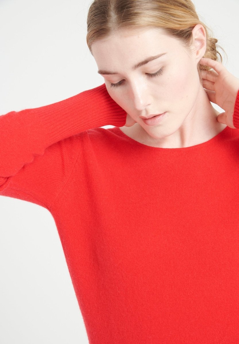 Robe col rond cachemire rouge femme - LILLY 12-4