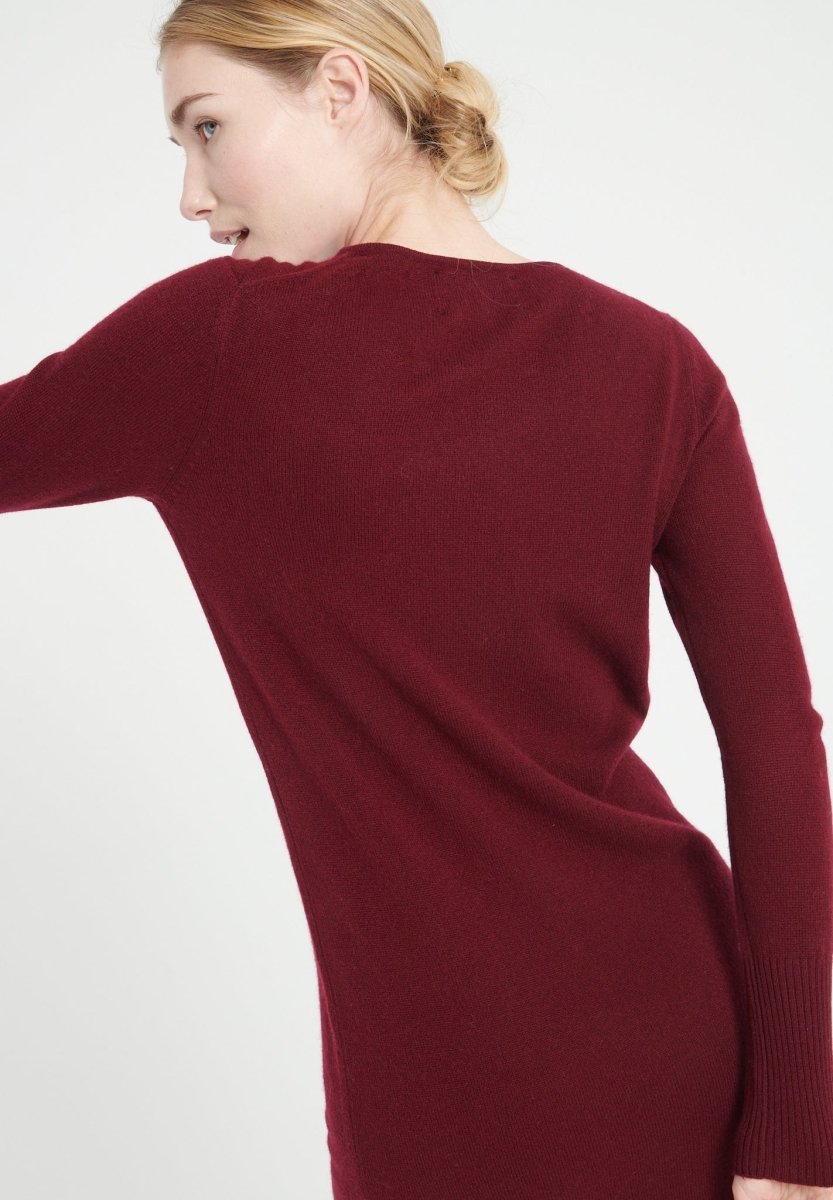 Robe col rond cachemire rouge bordeaux femme - LILLY 12-2