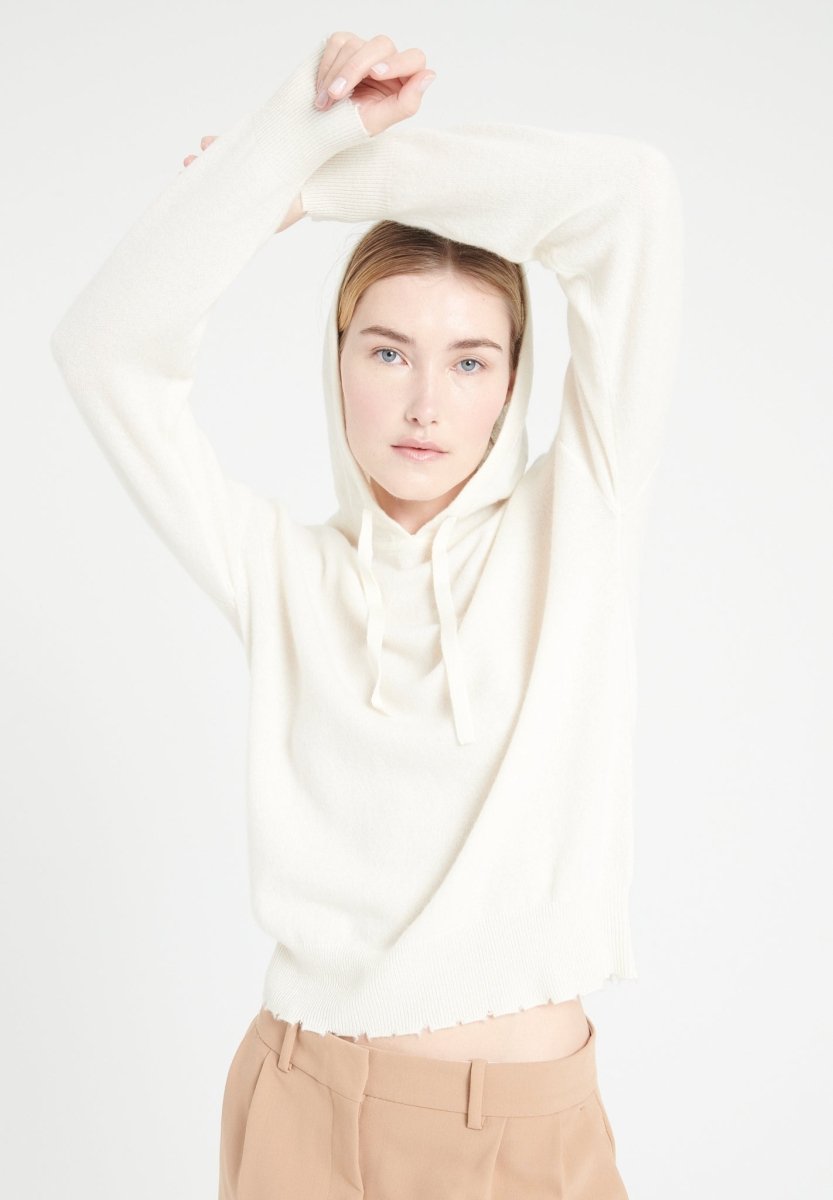 Sweat à capuche cachemire écru femme - MIA 16-3