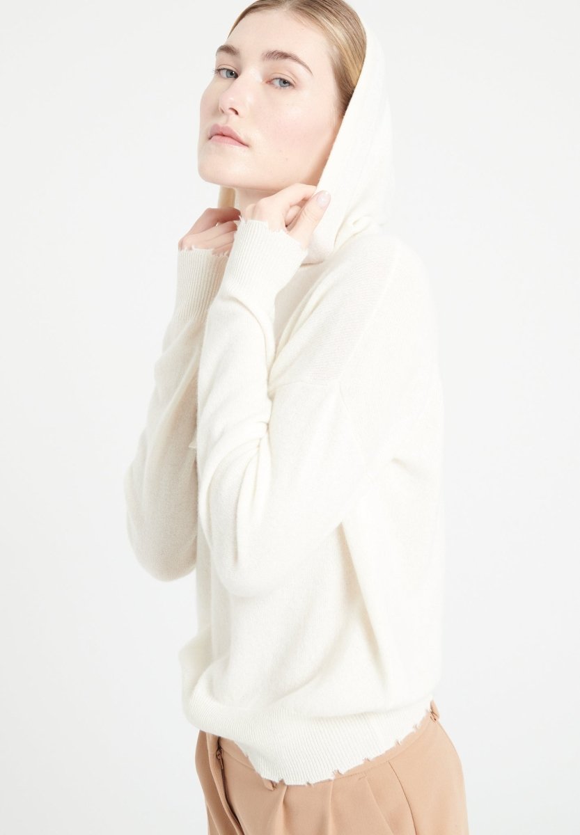 Sweat à capuche cachemire écru femme - MIA 16-2