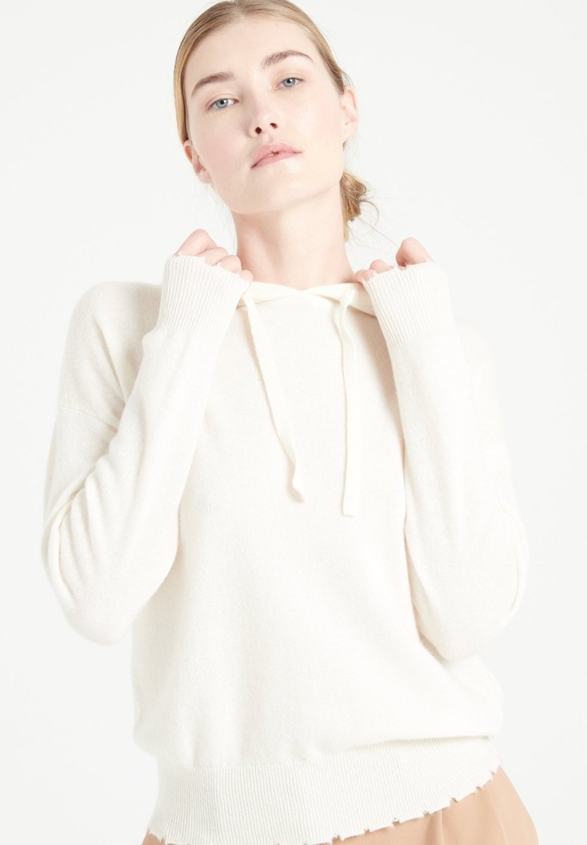 Sweat à capuche cachemire écru femme - MIA 16-0