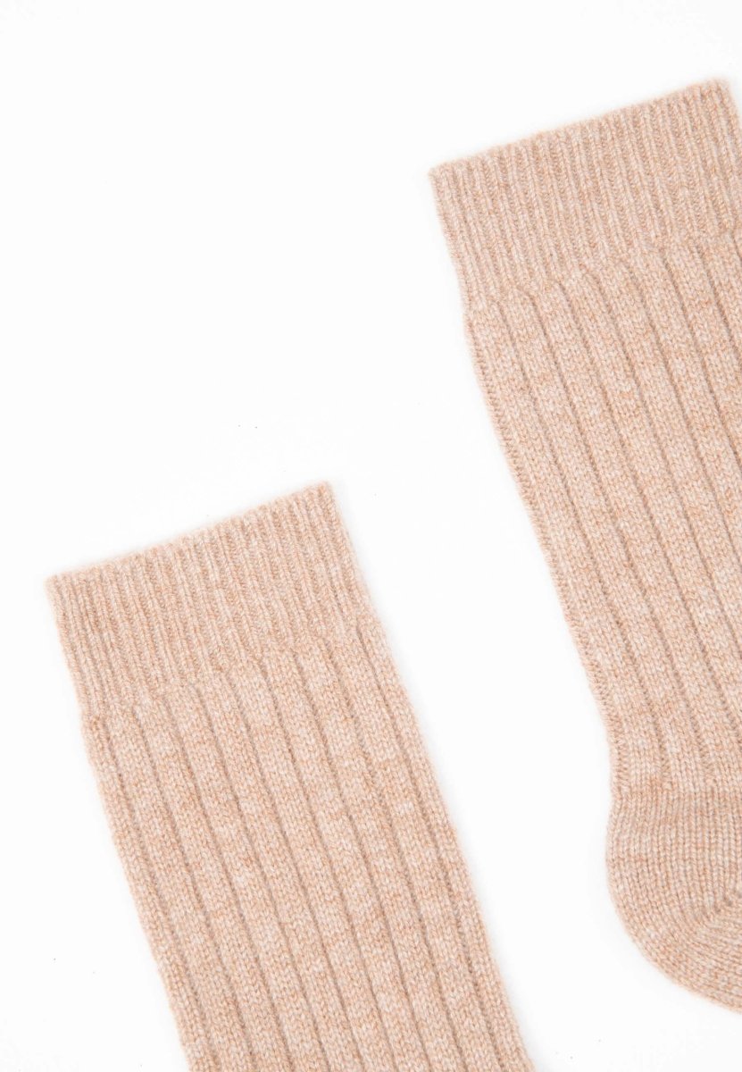 Chaussettes cachemire 4 fils camel - UNI 12-2