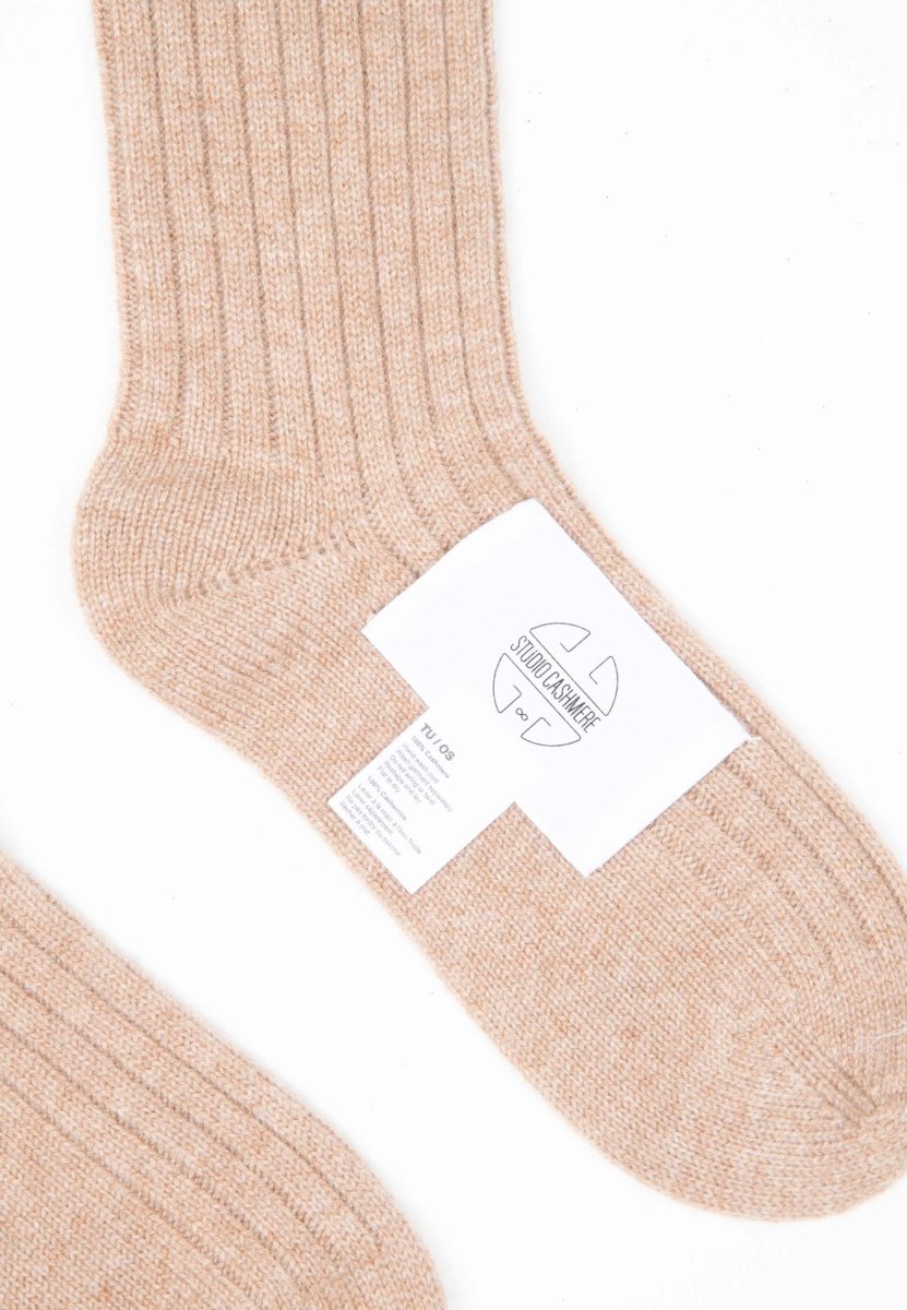 Chaussettes cachemire 4 fils camel - UNI 12-1