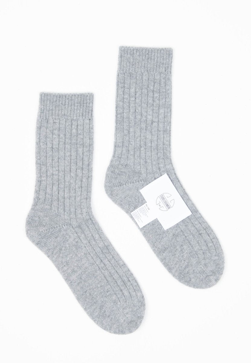 Chaussettes cachemire 4 fils gris clair - UNI 12-0
