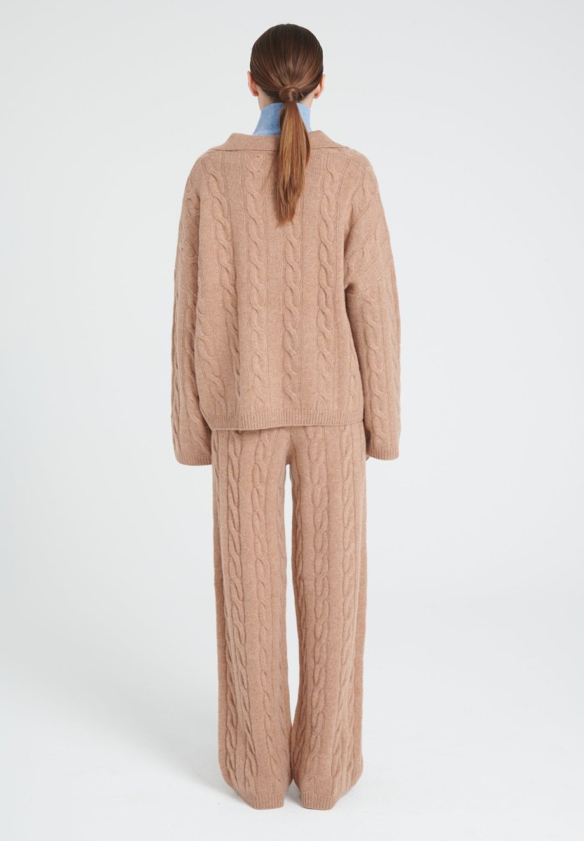 Polo manches longues cachemire 6 fils camel femme - ZAYA 5-3
