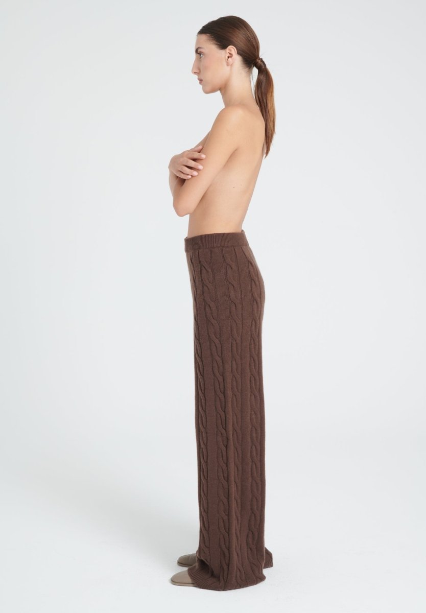 Pantalon cachemire 6 fils marron femme - ZAYA 6-3